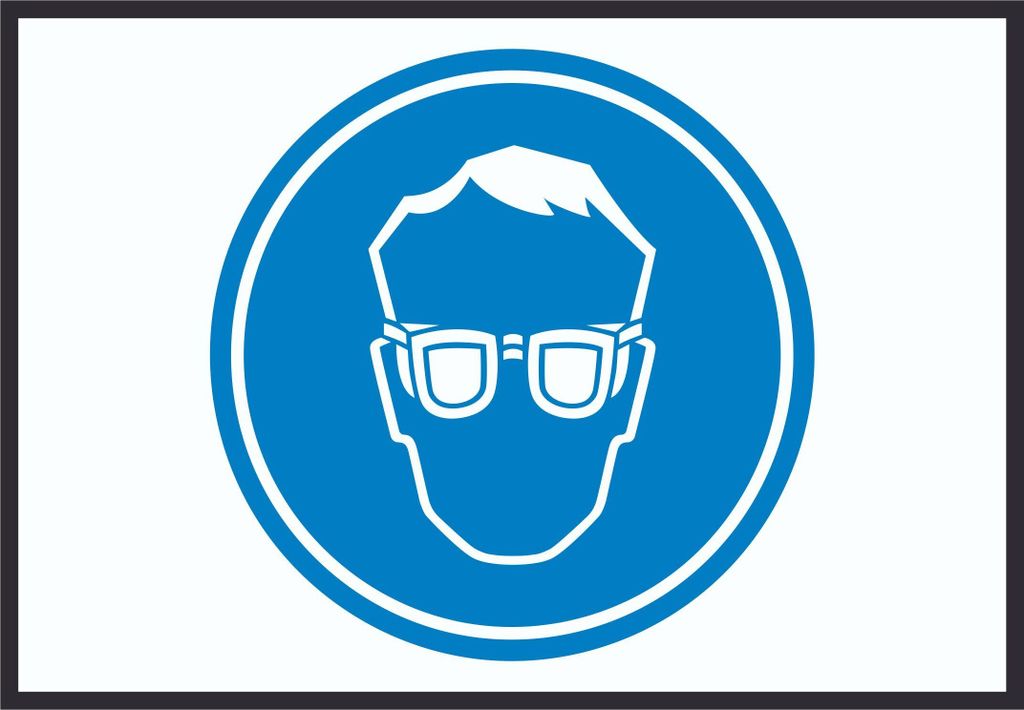 Schutzbrille tragen Symbol Schild A3 Rückseite selbstklebend