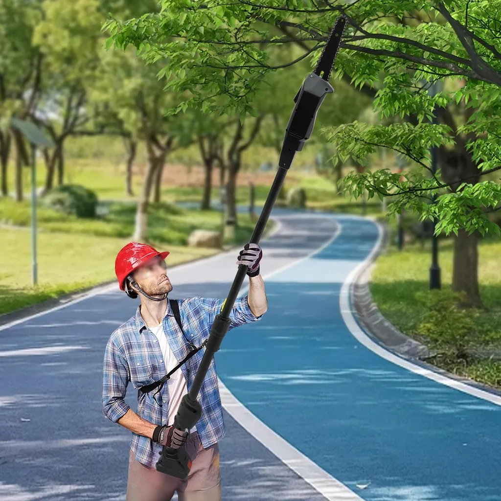 Élagueuse sans fil sur perche pour tailler les arbres en hauteur noir