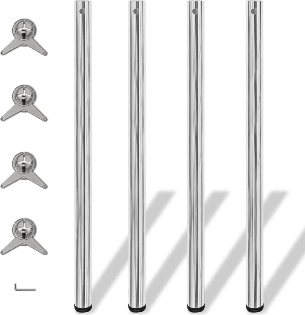 4x gamba del tavolo cromata regolabile in altezza 1100 mm