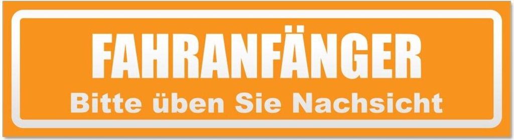 Kiwistar - Autoaufkleber - Orange - 20 x 5,3 cm - Fahranfänger. Bitte üben Sie Nachsicht invertiert - Hinweis Aufkleber Sticker für Auto, Kfz, F...