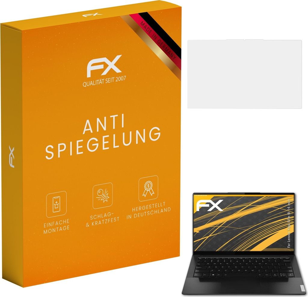 atFoliX FX-Antireflex 2x Schutzfolie kompatibel mit Lenovo Yoga Slim 9i (14 inch) Displayfolie