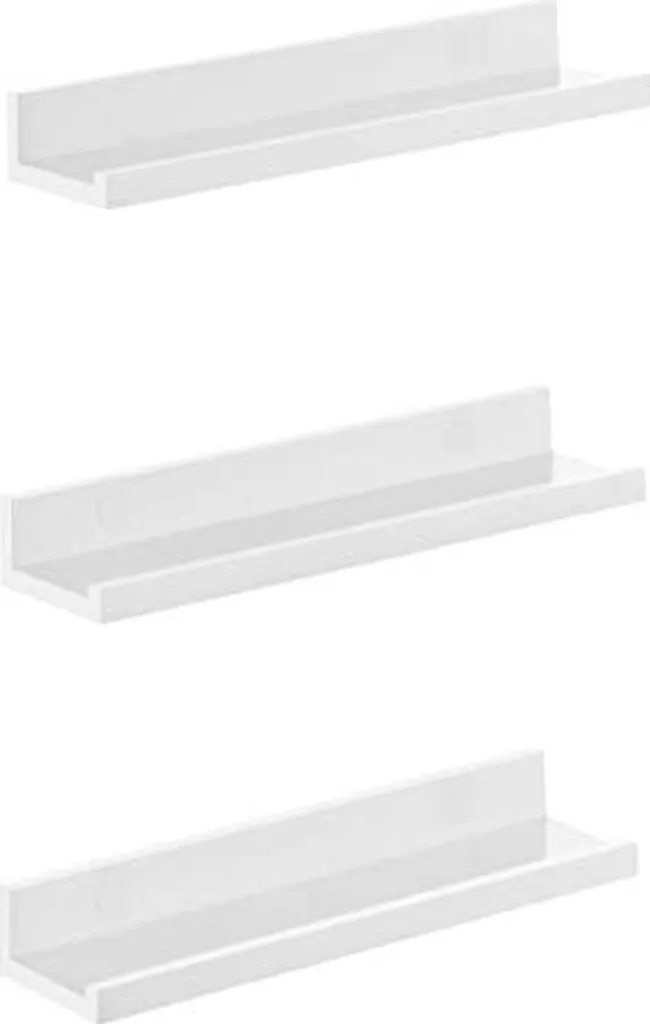 Kit d'étagères murales blanches 38x10 cm en MDF lot de 3 étagères