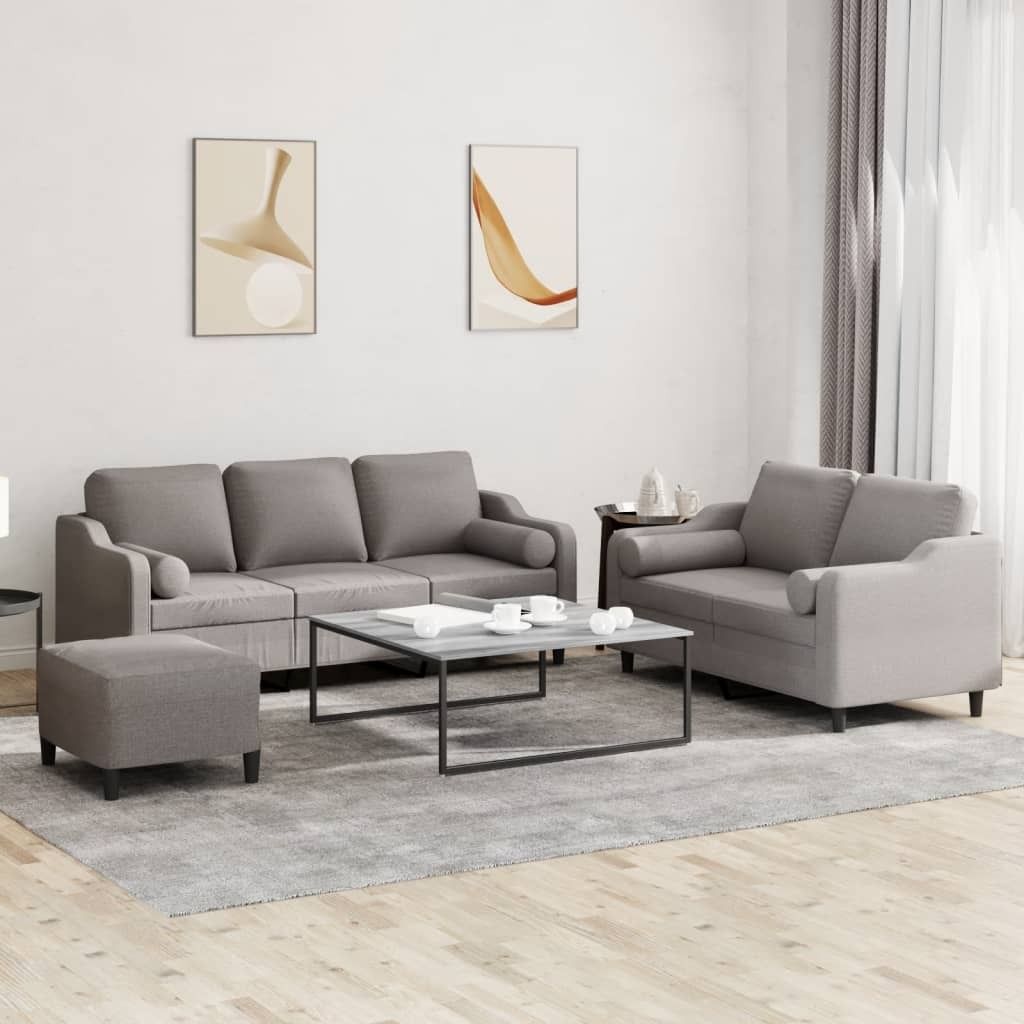 "im Angebot" 3-tlg. Sofagarnitur - Sofa-Set - Couchgarnitur - mit Kissen Taupe Stoff - Klassische Sofas CC8881