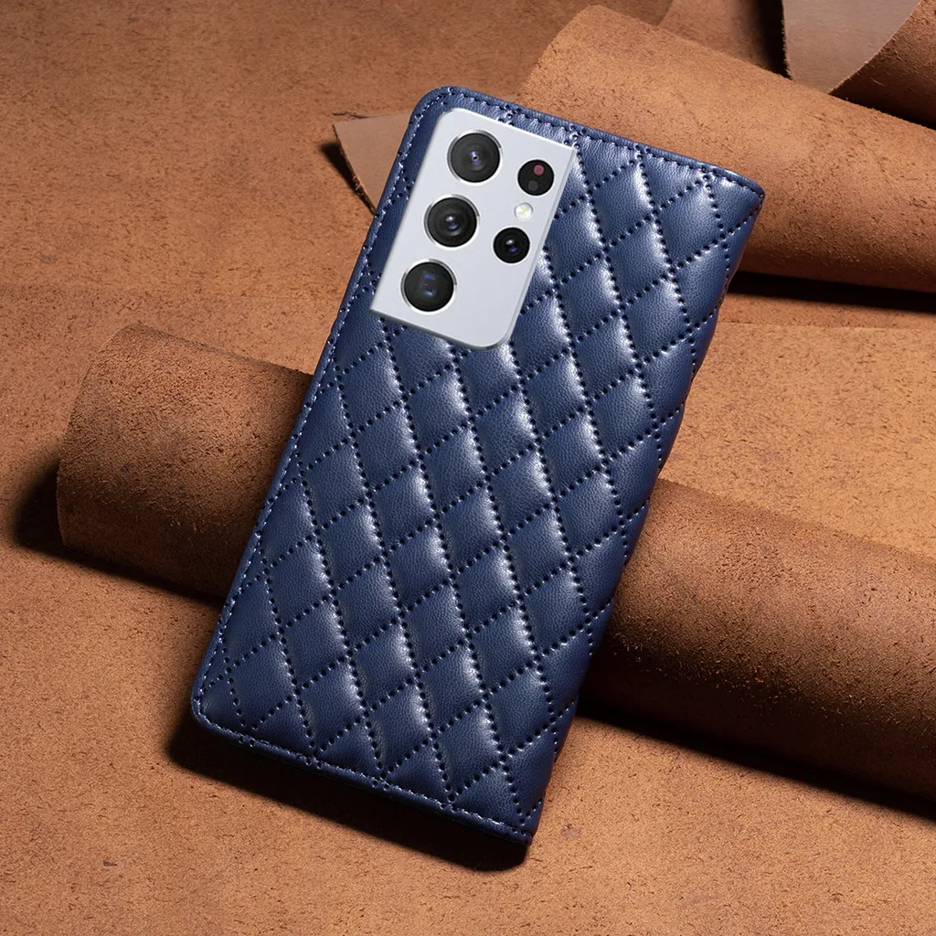 Custodia Galaxy S21 Ultra 5G, elegante custodia in pelle flip con slot per schede e supporto per Samsung Galaxy S21 Ultra 5G Blu - 3