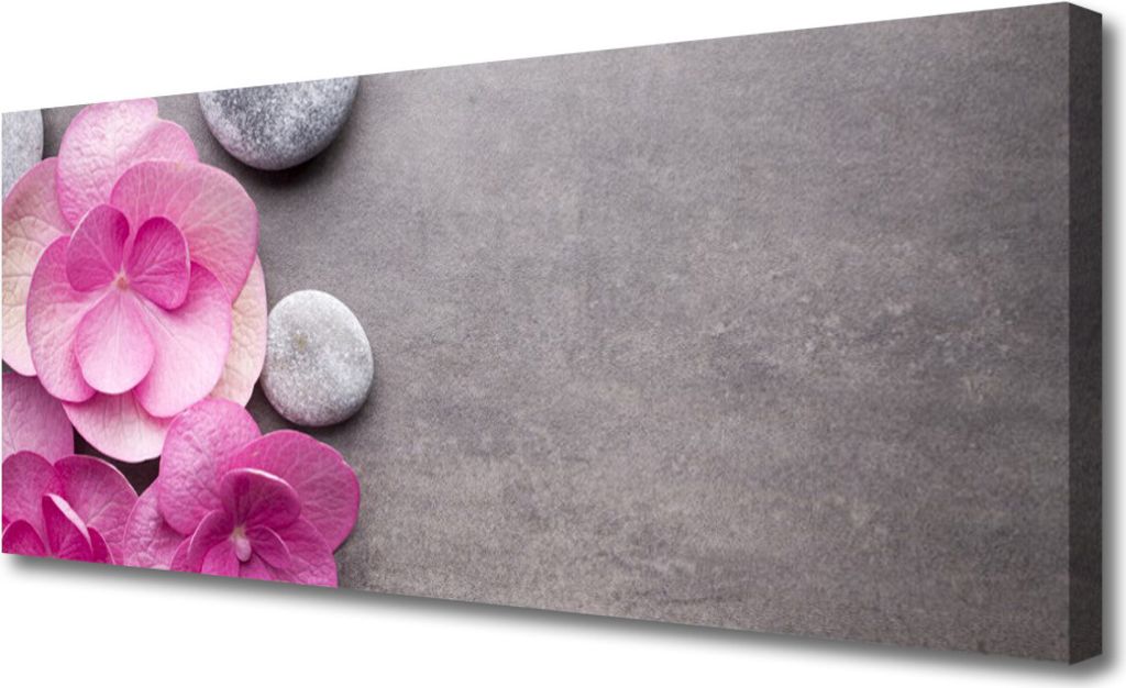 Tulup Leinwand-Bilder 125x50 Wandbild Canvas Kunstdruck Blumen Steine Pflanzen