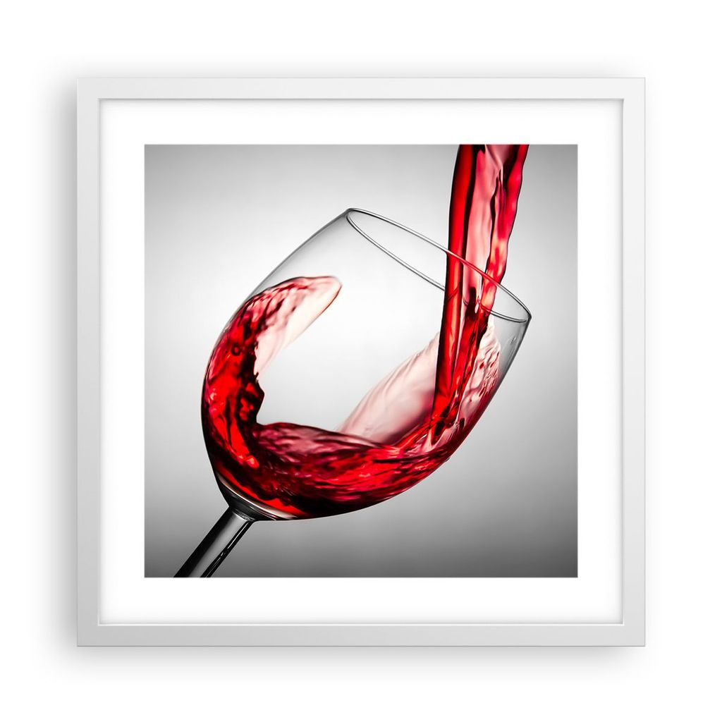 Gerahmtes Poster - Weißer Rahmen - Trinken glas wein - 40x40 cm - Wand Bild - Wanddeko - Wandbilder - Kunstposter - Wandposter - Bilderrahmen - Bi...