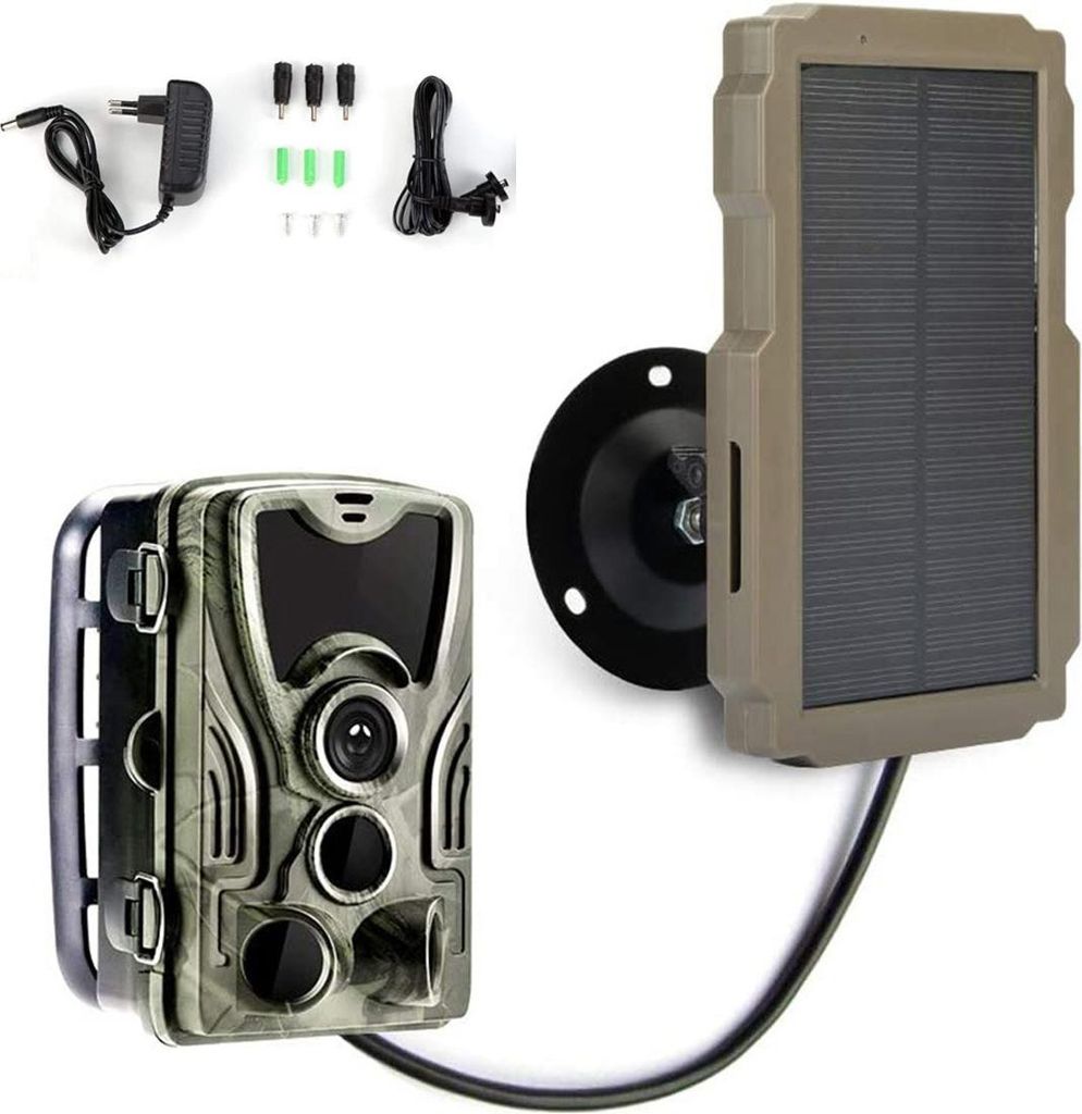 Solarpanel-Set für Jagdkameras 3000 mAh, 6 V-12 V wiederaufladbar, mit 360° drehbarer Halterung und 3 m Kabel