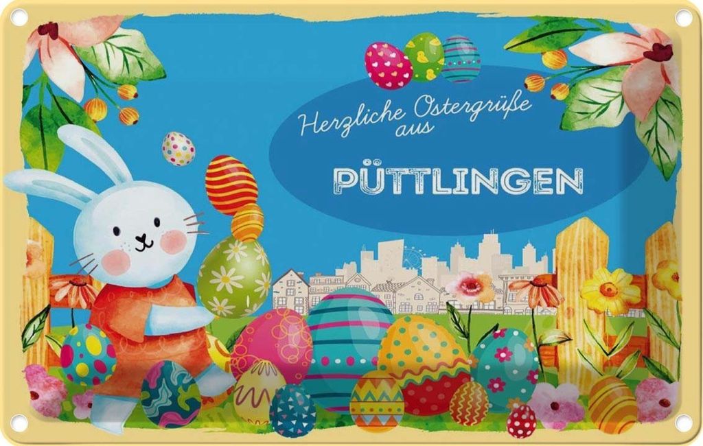 vianmo Blechschild 20x30 cm Ostergrüße PÜTTLINGEN Ostern Gruß