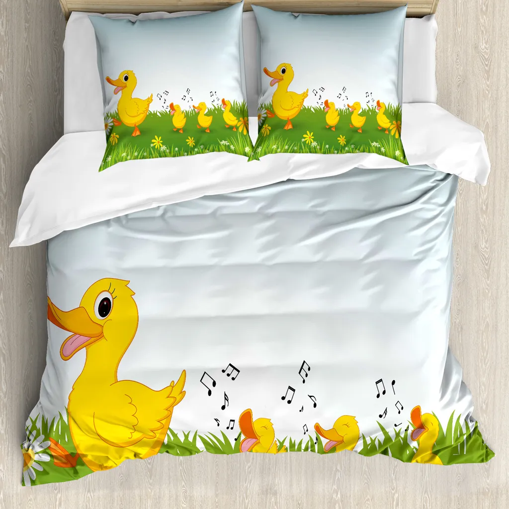 Housse de couette 200x200 cm pour chambre d'enfant ou d'amis, motif canard