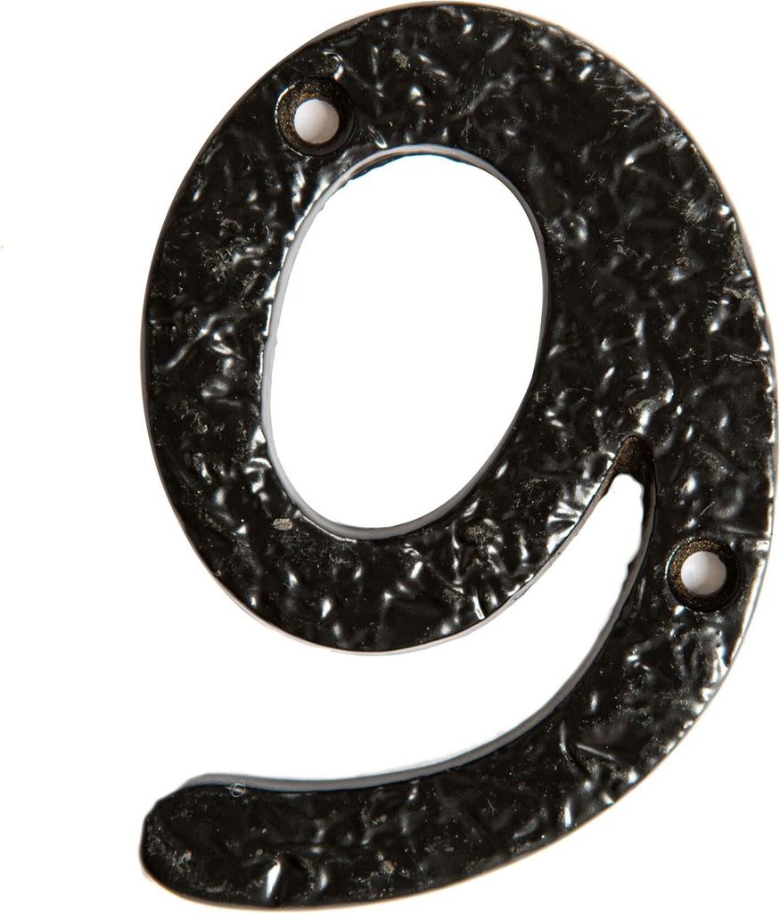 Rustikal Eisenwerte - Nummer 9 Gusseisen Antike Haustürschild 75mm Schwarz