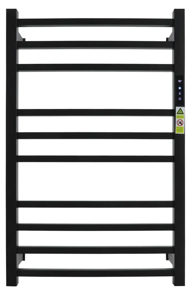 Radiateur sèche-serviettes électrique 120W noir avec minuterie 24h IP56