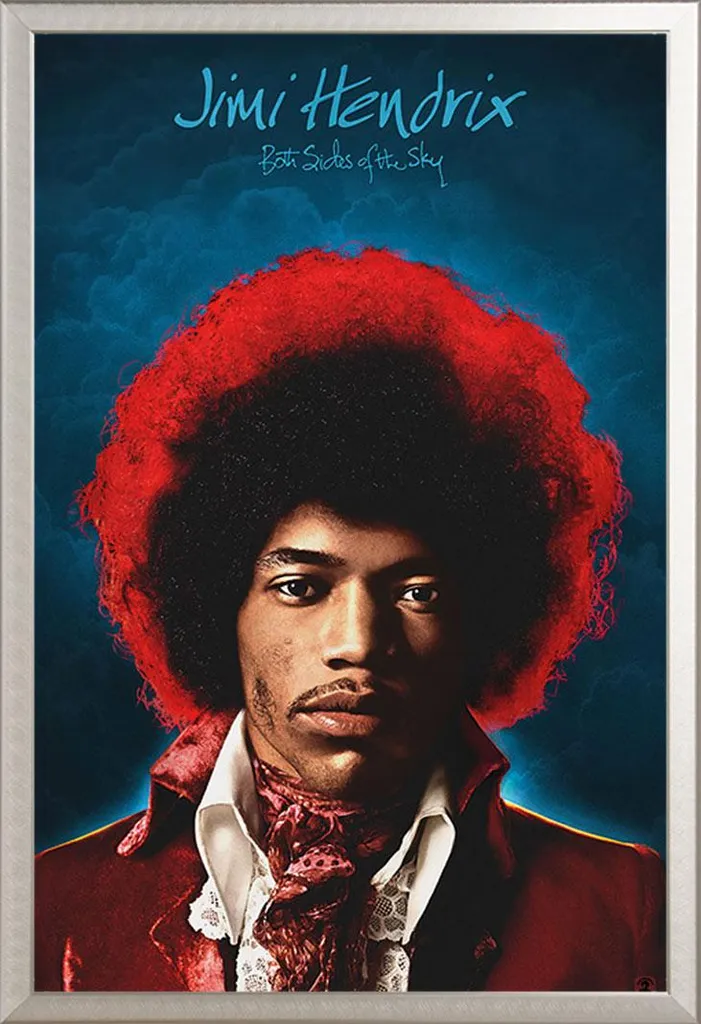 Quadro Jimi Hendrix: Cornice Shinsuke Maxi Argento e Vetro Acrilico