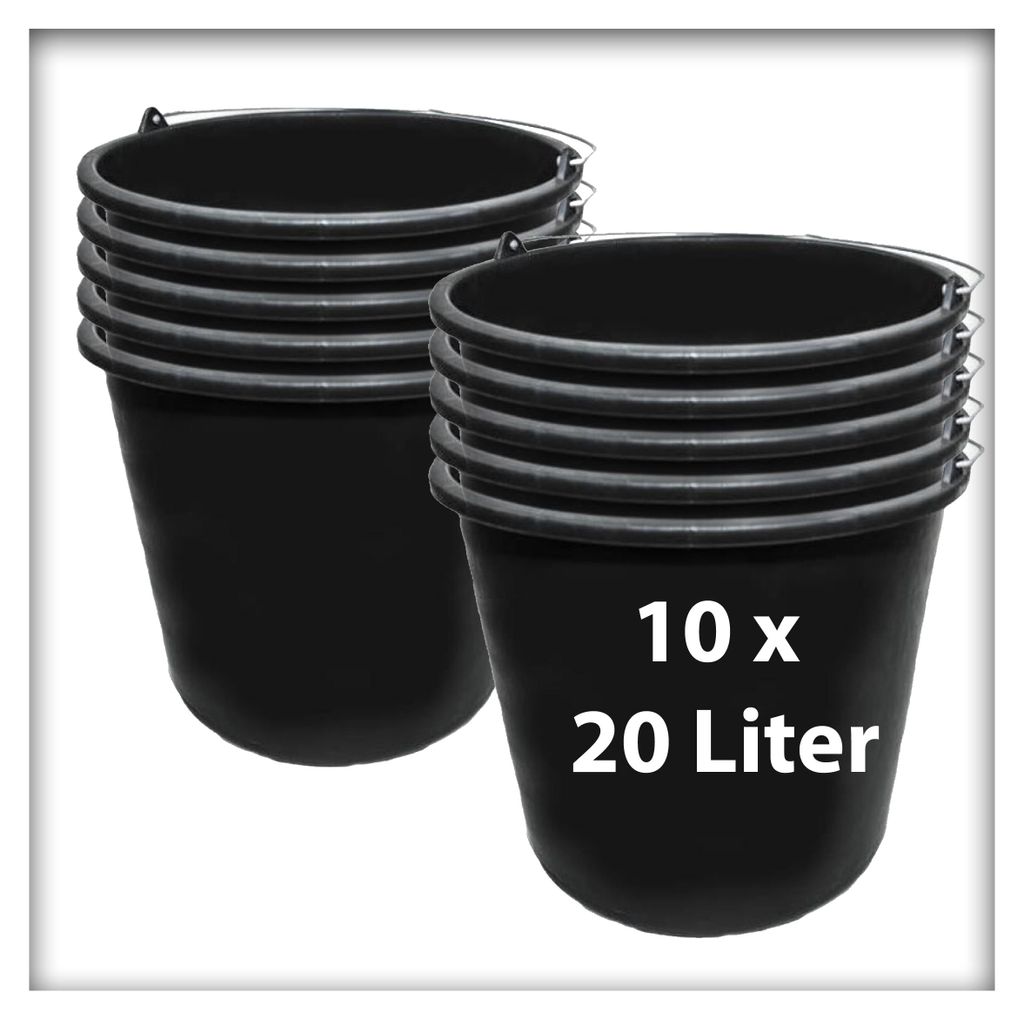 10 Stk. 20 l Baueimer Zementeimer Mörteleimer Eimer mit Henkel Ernteeimer Putzeimer Wassereimer