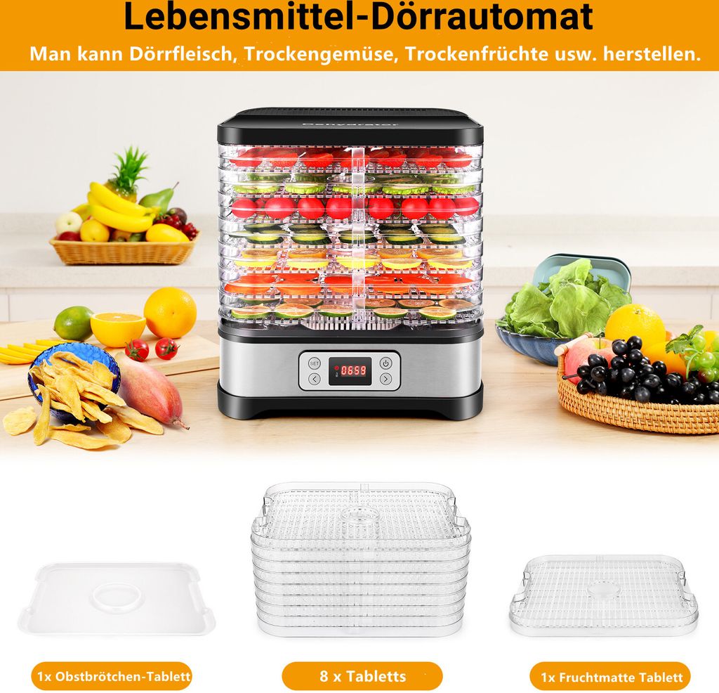 Tooluck 400W Edelstahl Dörrgerät mit 8 Ebenen, Produktbild 7