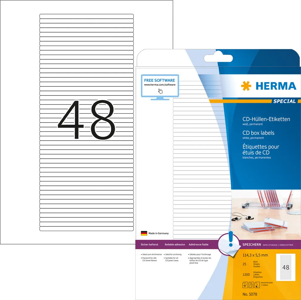 HERMA SPECIAL Etichette per Custodie CD 114,3 x 5,5 mm Bianco - 4