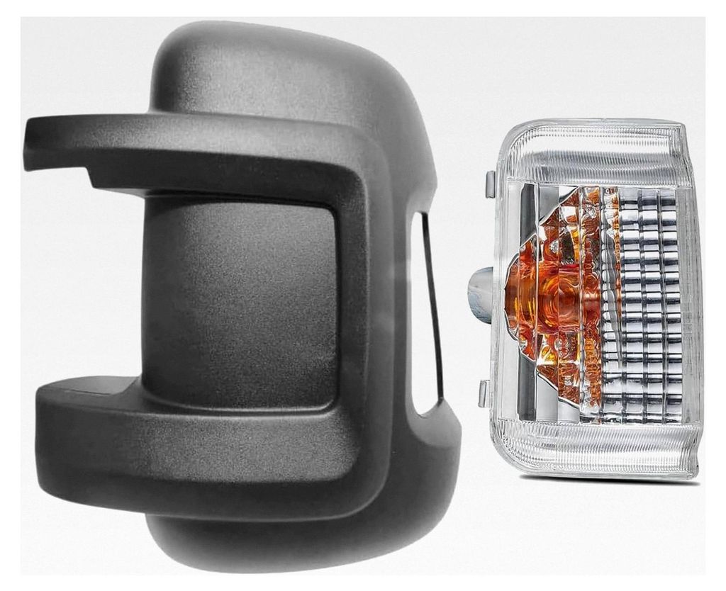 Spiegelabdeckung und Spiegelblinker Links Schwarz für Peugeot Boxer, Citroën Jumper, Fiat Ducato 2006+