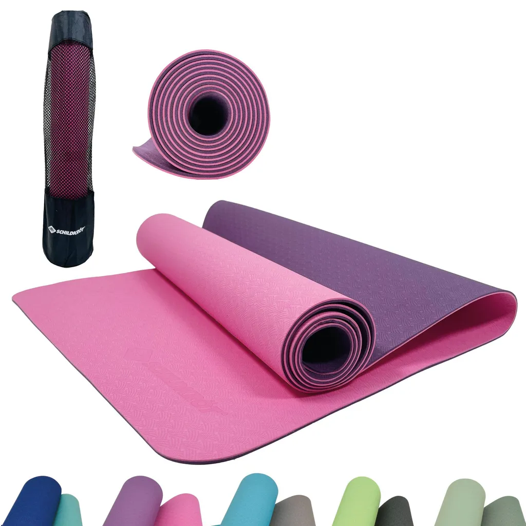 Tapis de gym et yoga bicolore 4 mm Schildkröt antidérapant rose violet
