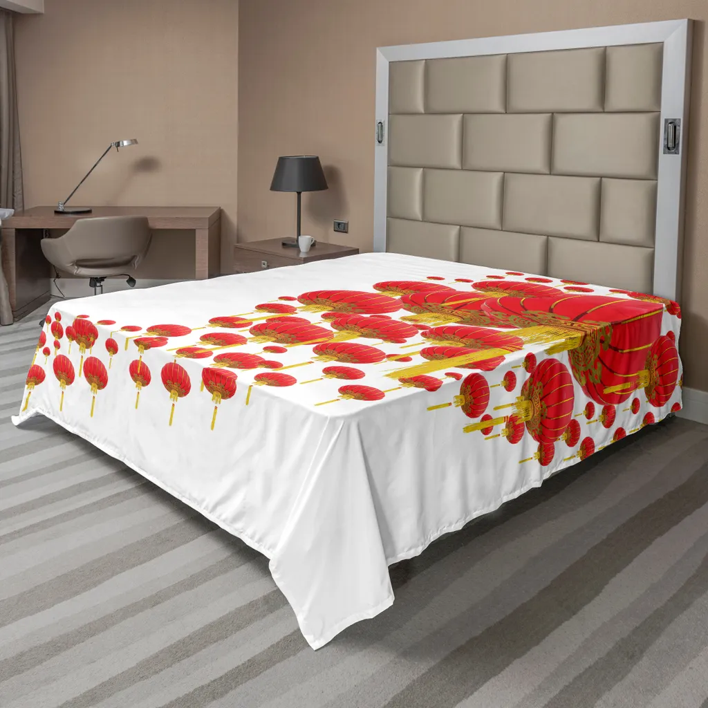 Drap-Housse Doux Motif Lanternes 275 cm x 260 cm Coloris Vif et Durable