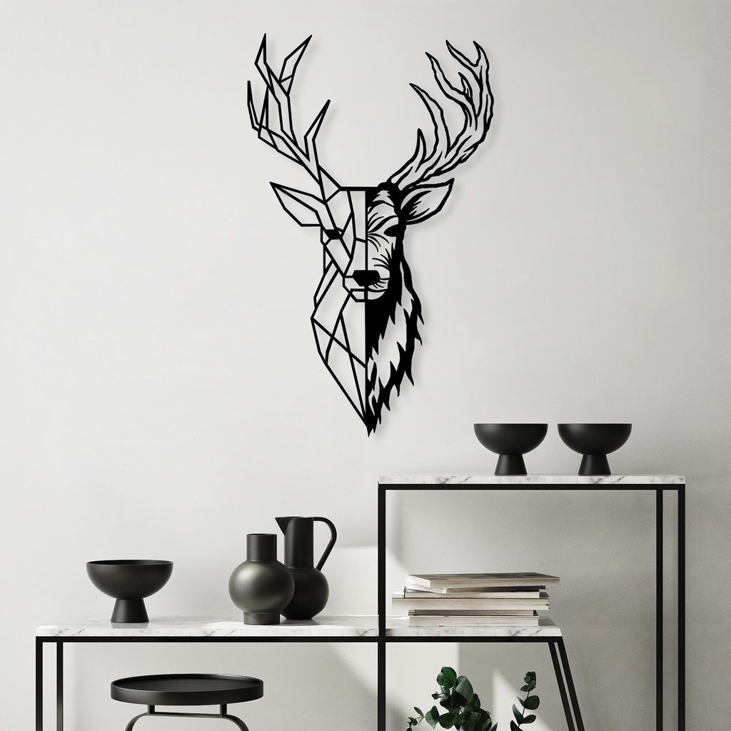 Wallity, Red Deer 2, décoration murale, noir, métal, 42 x Image du produit 