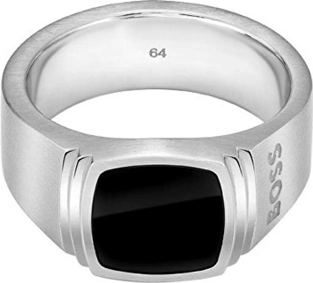 Regalo Uomo Perfetto: Anello BOSS Odell Acciaio e Onice 1580652