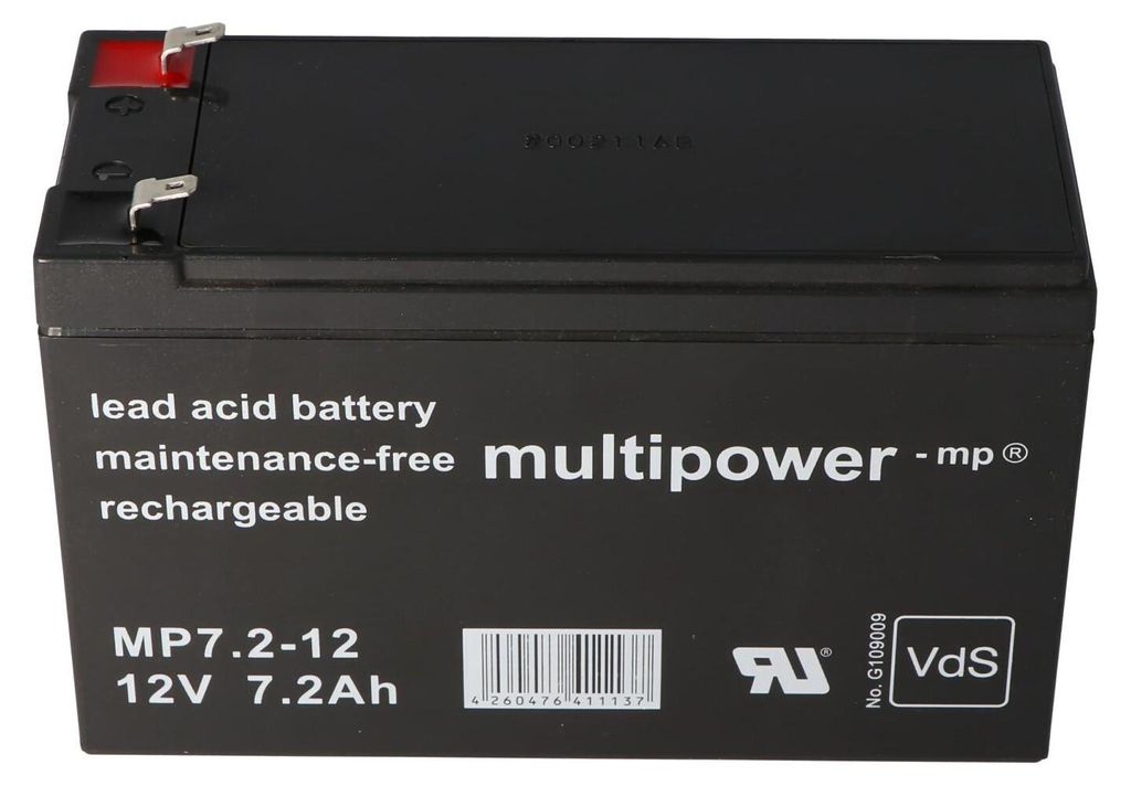 Multipower MP7.2-12 PB Akku 12 Volt 7,2Ah 4,8mm Produktbild 