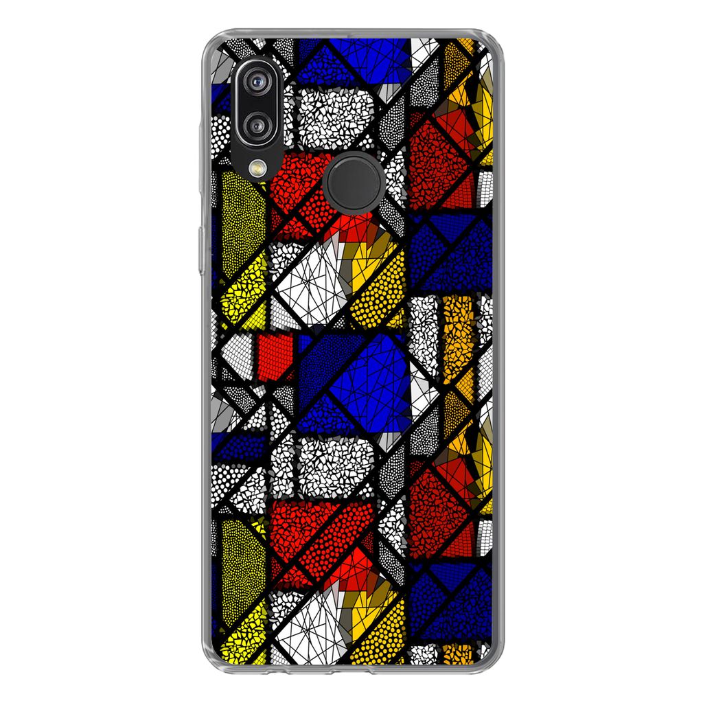 MuchoWow Handyhülle Schutzhülle Hülle für Huawei P20 Lite (2020) Mondrian - Glasmalerei - Alte Meister - Kunstwerk - Abstrakt - Malerei Silik...