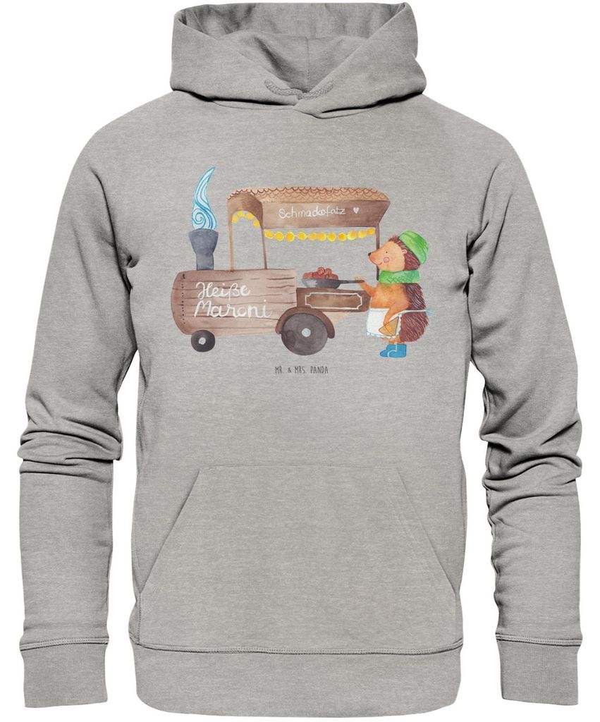 Mr. & Mrs. Panda Bedruckter Hoodie Igel Maronen Größe XL - Heather Grey - Geschenk, Pulli, Hoody, Weihnachtsmarkt, Duft, Weihnachten, Pullover, S...