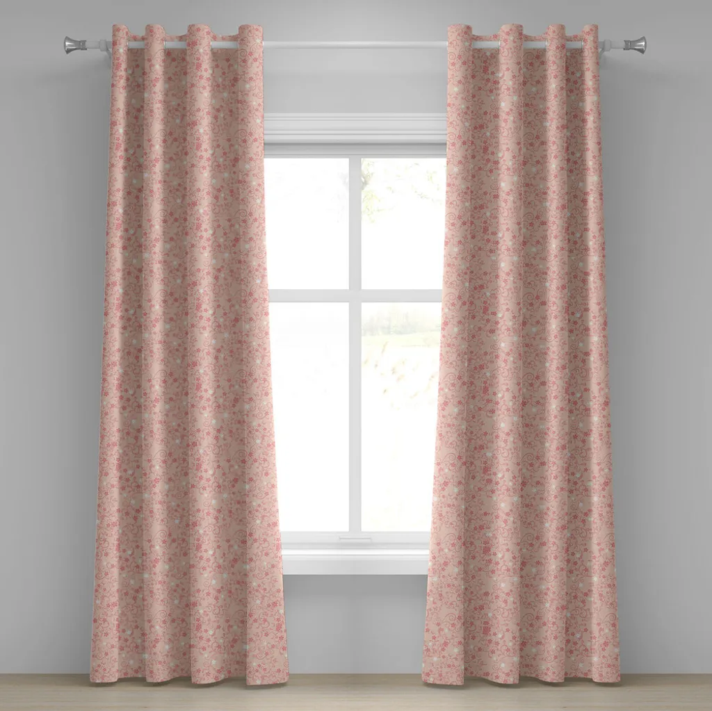 Paire de rideaux décoratifs 2 panneaux motif floral pour salon et chambre