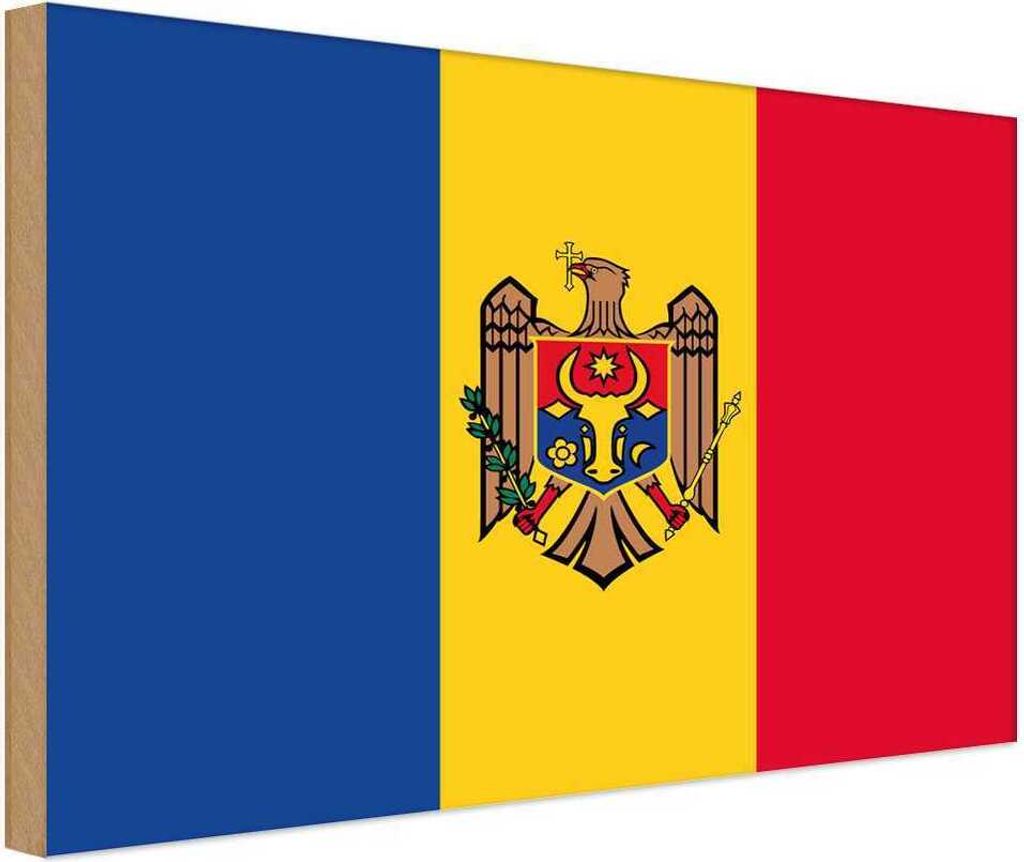 vianmo Holzschild 20x30 cm Moldau Moldova Flagge Fahne Wappen