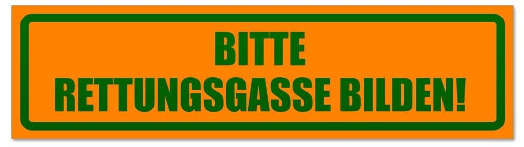 Kiwistar - Autoaufkleber - Orange - Grün - 60 x 16 cm - Bitte Rettungsgasse bilden invertiert - Hinweis Aufkleber Sticker für Auto, Kfz, Fahrrad,...