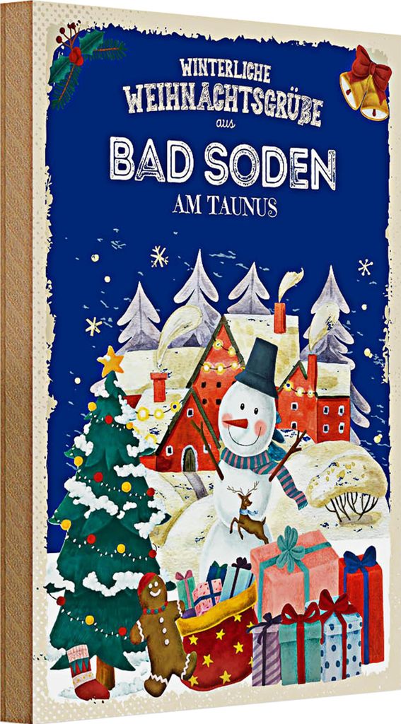 Holzschild Weihnachtsgrüße BAD SODEN 20x30cm