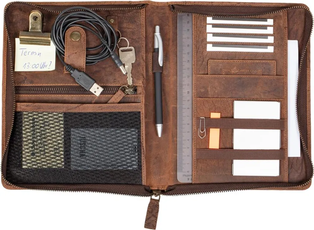 Organiseur WICK en Cuir Véritable Marron avec Rangement Multi-usage - 2