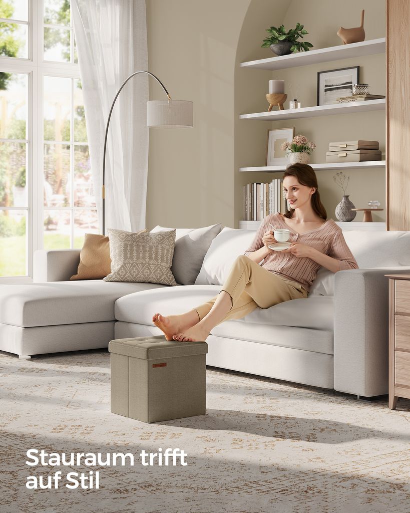 SONGMICS Sitzhocker mit Stauraum, kleine klappbare Produktbild 