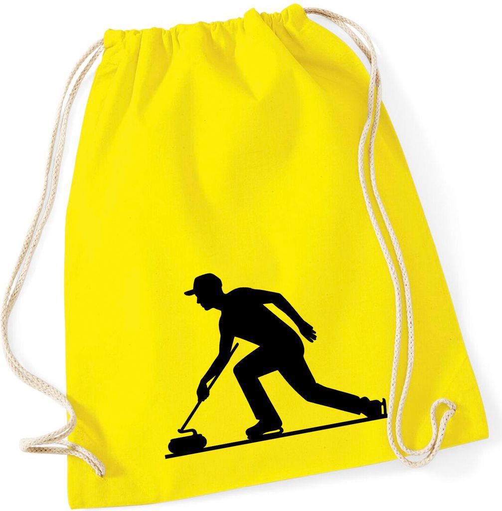 Huuraa Turnbeutel Curling Silhouette 12 Liter Yellow Baumwolle Rucksack Geschenkidee