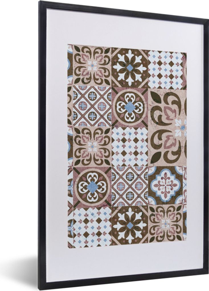 MuchoWow® Gerahmtes Poster Muster - Vintage - Braun - Produktbild 