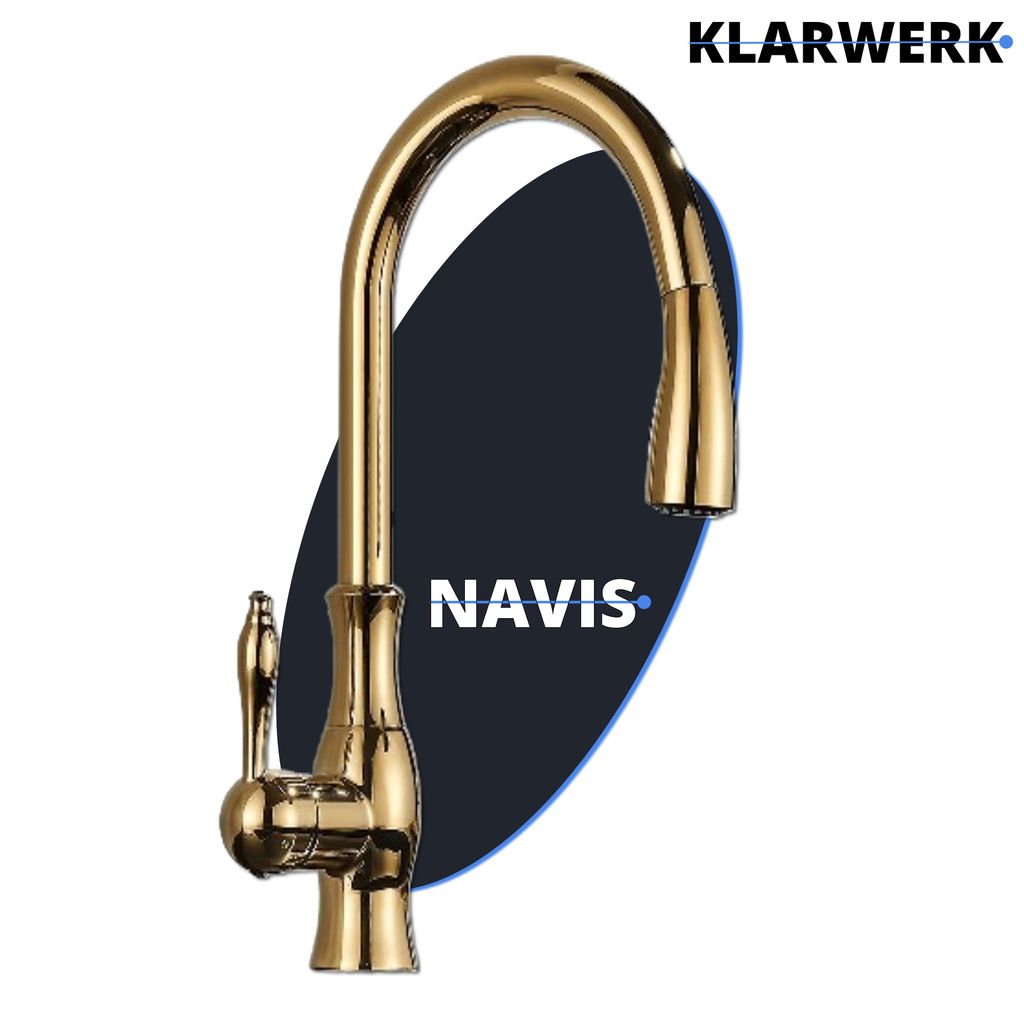 KLARWERK® NAVIS | Edelstahl ausziehbare Küchenarmatur Gold Produktbild 