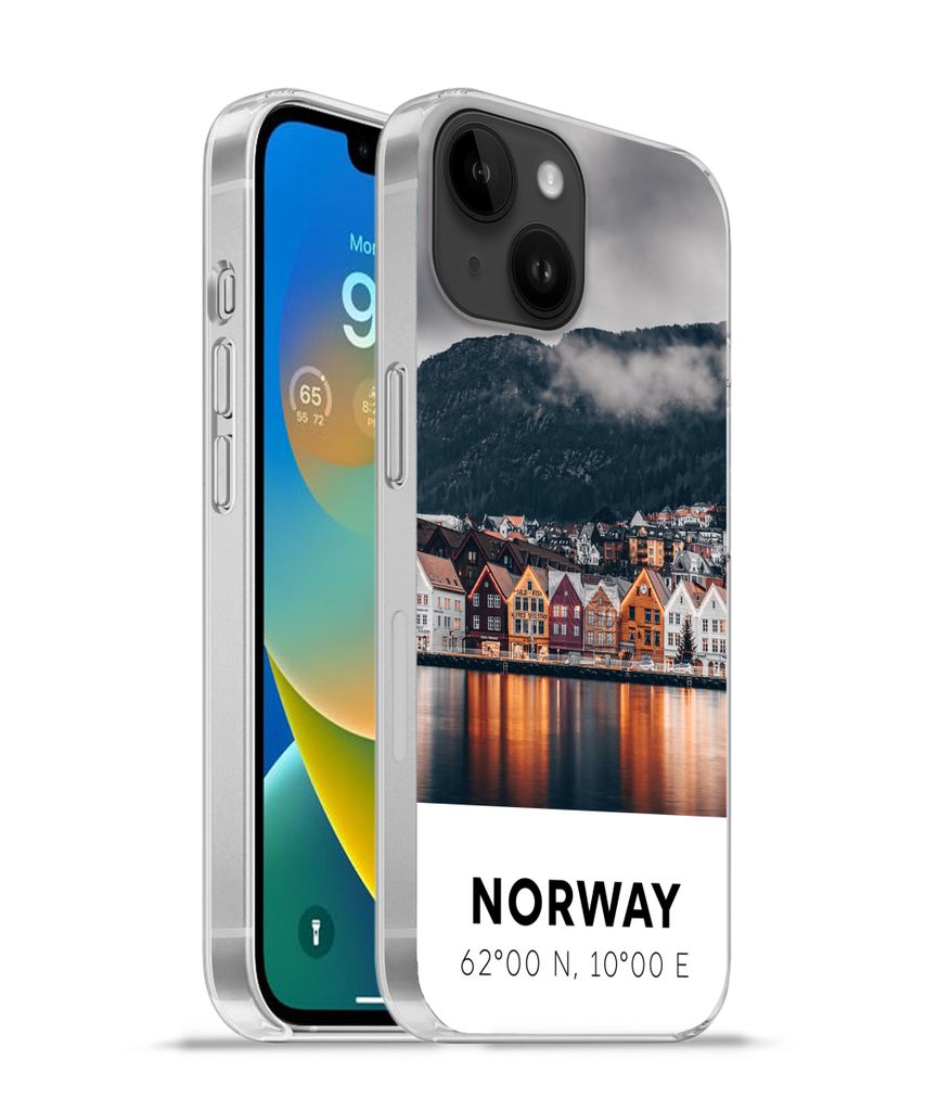 MuchoWow Handyhülle Schutzhülle Hülle für Apple iPhone 14 - Softcase Norwegen - Skandinavien - Bergen - Winter Silikon Softcase Handy Hülle ...