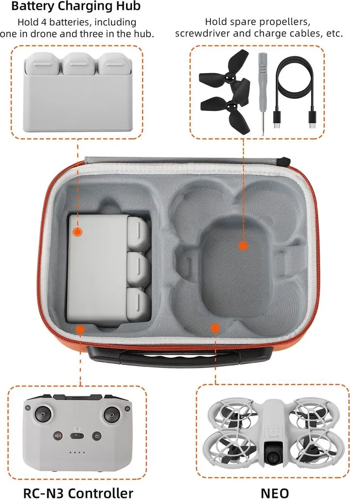 Sac DJI Neo spécial voyage, mallette compacte pour drone et accessoires