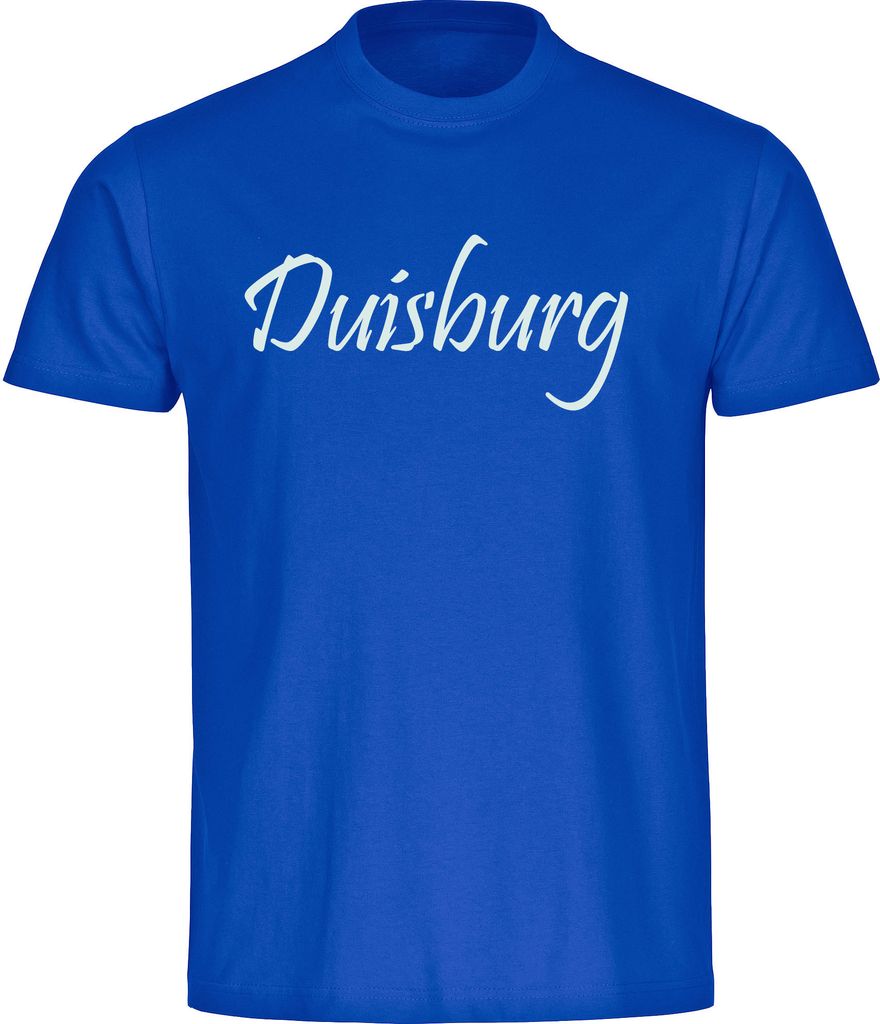 multifanshop Herren T-Shirt - Duisburg - Schriftzug, blau, Größe M