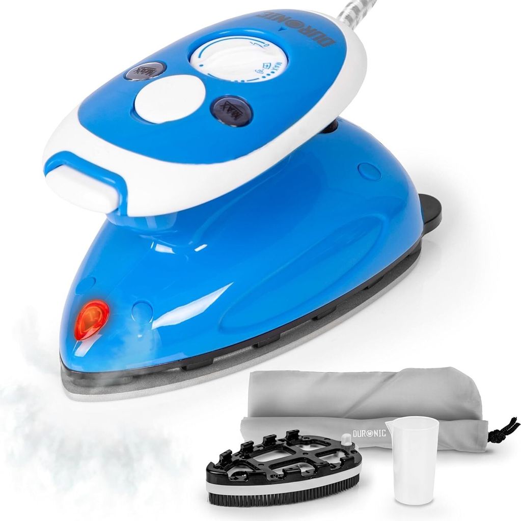 Duronic SI2 BE Reisebügeleisen | 375 W Minibügeleisen | 50 ml Wassertank | inkl Bürste und Beutel | Bügeleisen für Links und Rechtshänder | D...