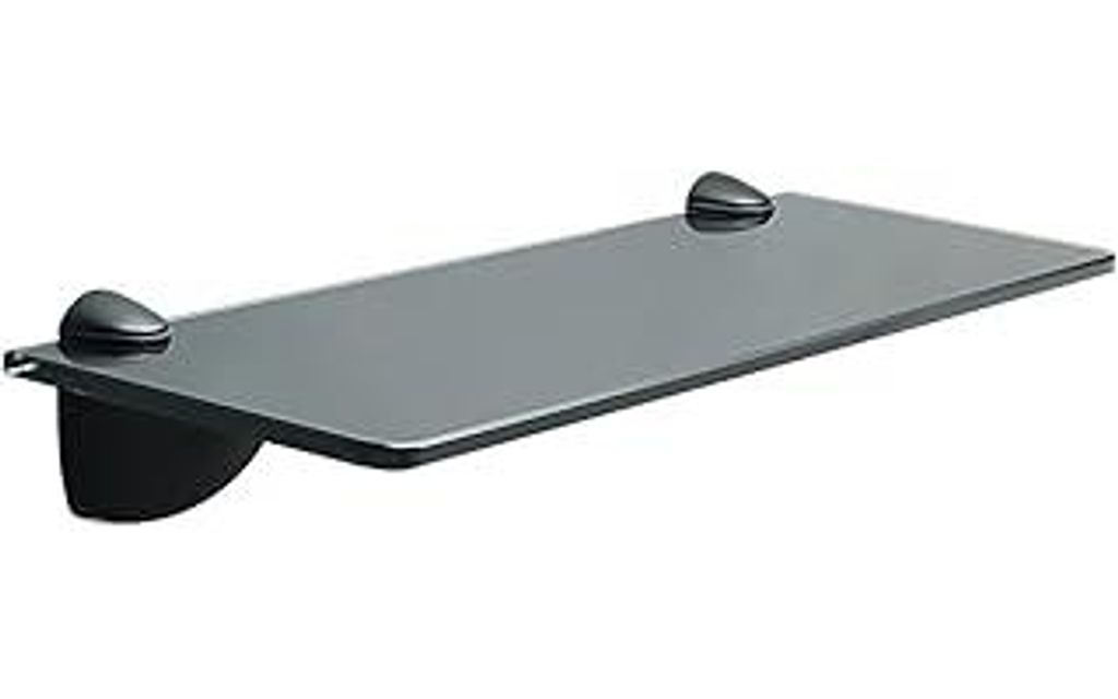 Mooche 1tlg Glasregal Set aus Zinklegierung + 38x13x0.7cm Gehärtetes Glas - Wandmontage mit Halterungen und Glasablage für Badezimmer und Küche,...