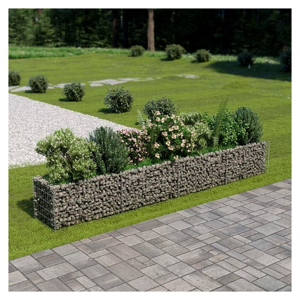 Gabionen-Hochbeet aus verzinktem Stahl, stabil und wetterfest, für Garten und Terrasse, hohe Tragfähigkeit, 360W x 50D x 100H cm