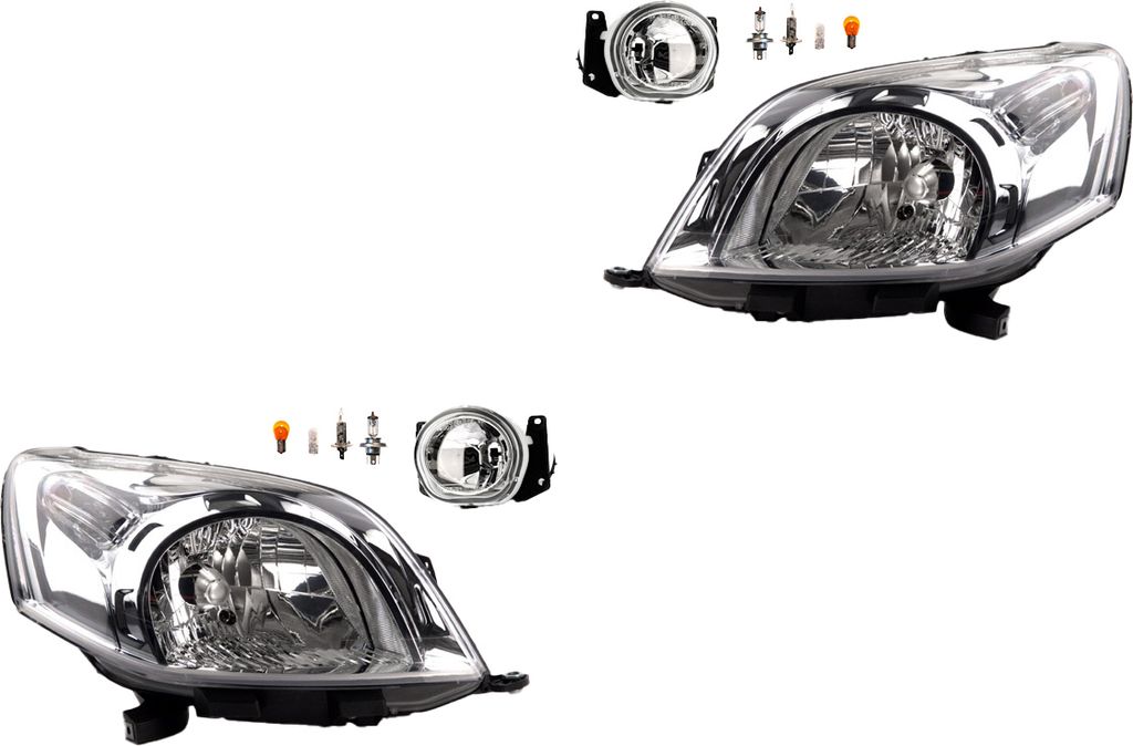 Johns, Scheinwerfer Satz Halogen passend für Citroen Nemo 02/08- H4 +Nebel+Leuchtmittel 1353197080 1618046380 1622960080 6205AY 1353198080 1618046480