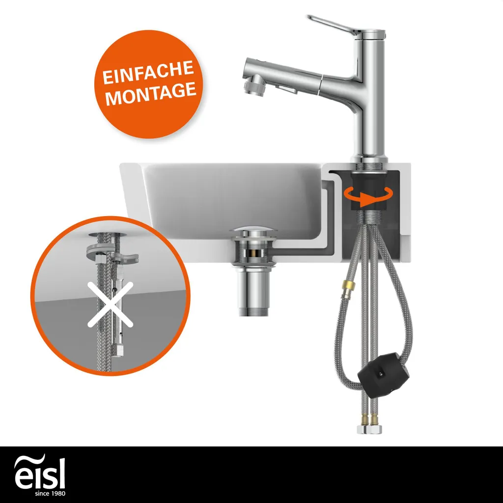 Mitigeur lavabo EISL VARIABILE avec douchette extractible chromé chic - 6