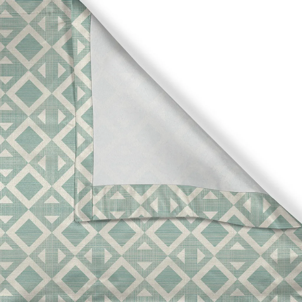 Rideau géométrique 280x175cm motif triangles rétro écume de mer chic - 4