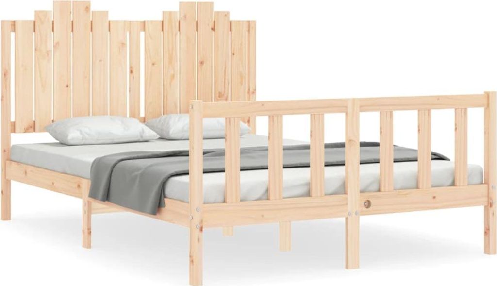 vidaXL Massivholzbett mit Kopfteil