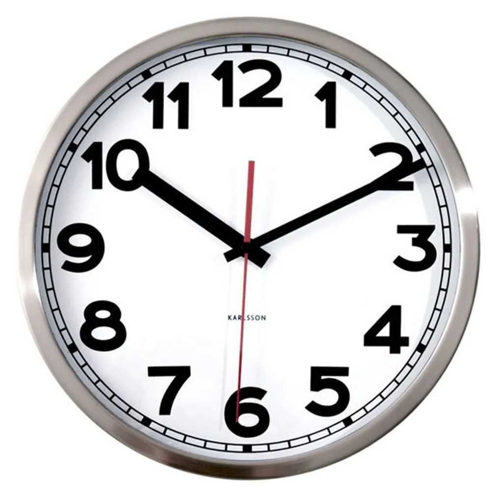 Grande horloge murale acier poli Karlsson 40cm - Idéale bureau ou salon
