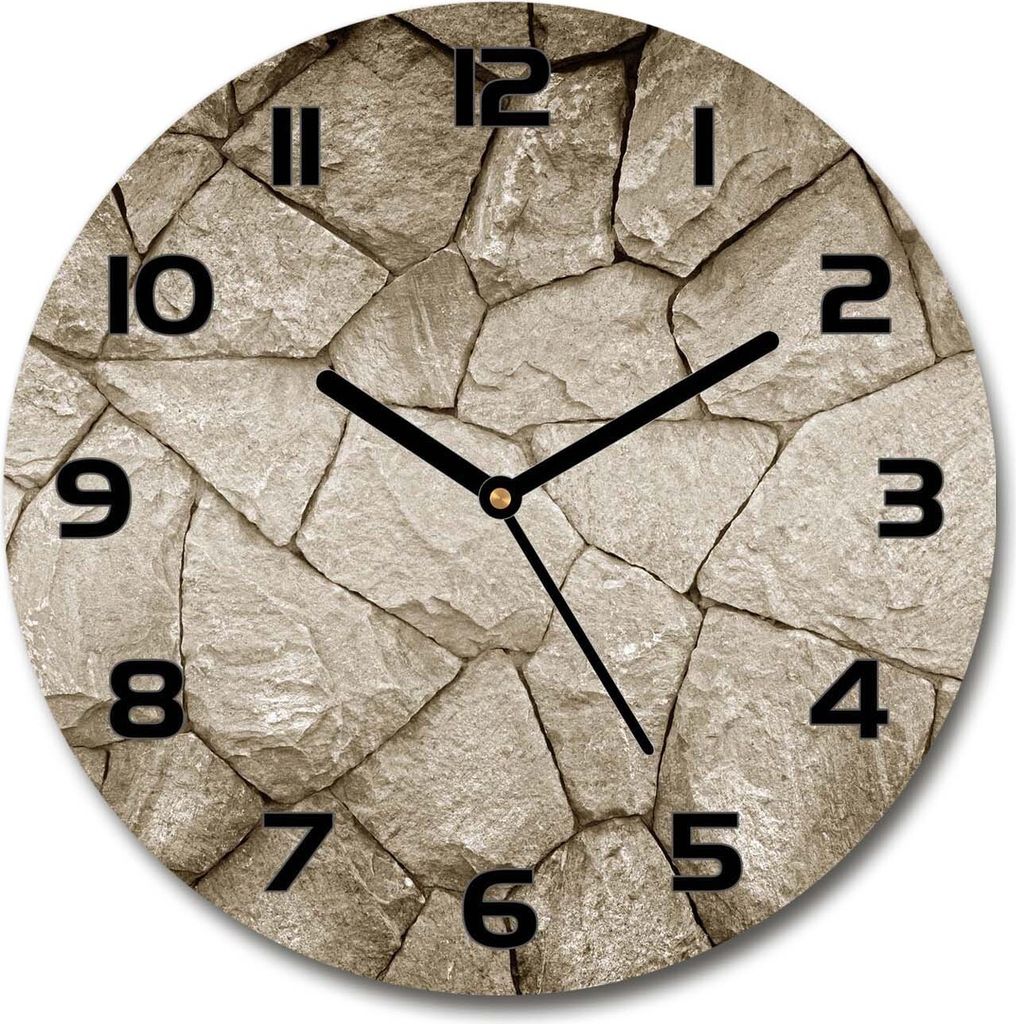 Wanduhr aus Glas 30fi Glasbild Glasuhr Gehärtetes Glas - schwarze-zeiger - Stone wall