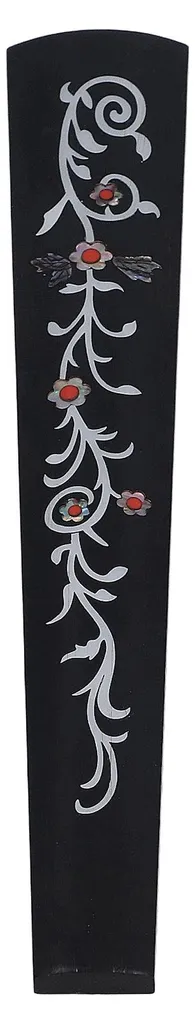 Touche de violon 4/4 en ébène naturel avec motif de rinceaux élégant