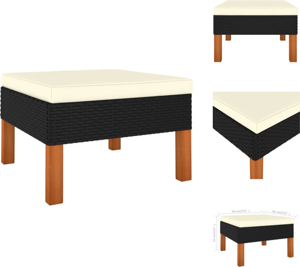 vidaXL Poggiapiedi in poly rattan e legno massiccio di eucalipto - Elementi per divani da giardino